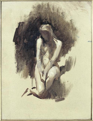 Femme nue, agenouillée, , Léon Bonnat