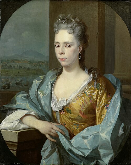 Portrait of Elisabeth van Riebeeck, Daughter of Abraham van Riebeeck, Wife of Gerard van Oosten, 1716, Nikolaas Verkolje