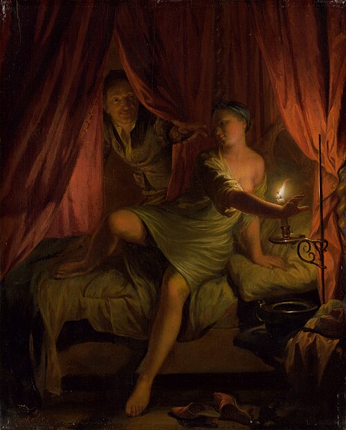 Gyges in the Bedroom of King Candaules' Wife, 1675, Nikolaas Verkolje