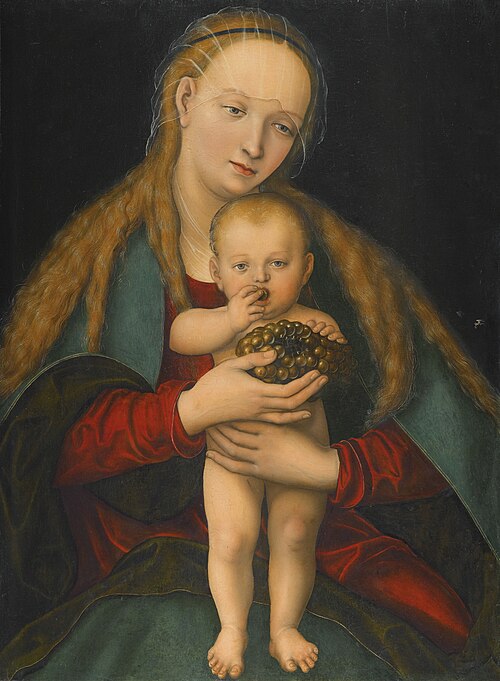 Virgin and Child with a Bunch of Grapes, 1537, Lucas Cranach le Jeune