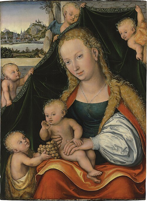 The Virgin and Child with the Infant Saint John the Baptist and Angels, 1537, Lucas Cranach le Jeune