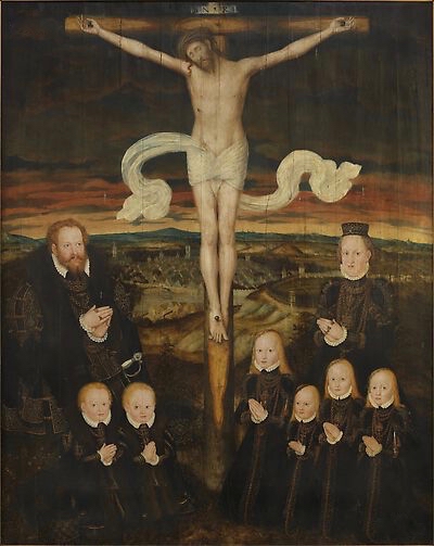 Epitah painting for Princess Agnes of Anhalt: Crucified Christ, 1570, Lucas Cranach le Jeune