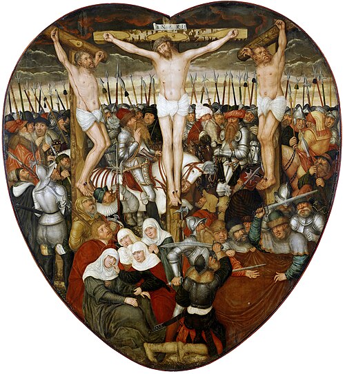 Heart-Shaped Winged Altarpiece: The Crucifixion, 1584, Lucas Cranach le Jeune