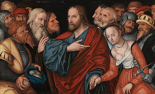 Christ and the Adulteress, 1545, Lucas Cranach le Jeune