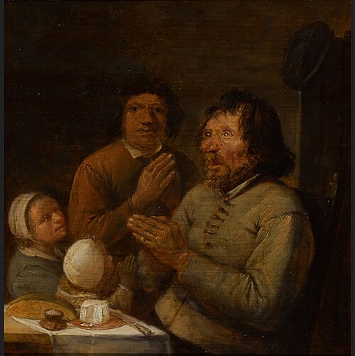 Interior with a peasant family praying, 1650, Josse van Craesbeeck
