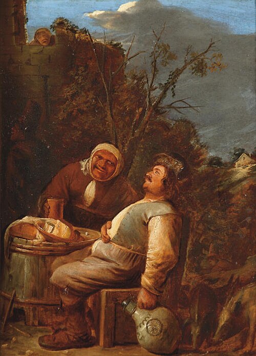 Peasants drinking outside an inn, 1650, Josse van Craesbeeck