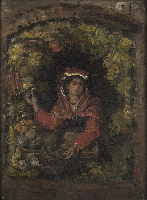 Italienische Obstverkäuferin am Fenster, 1873, Nathanael Schmitt