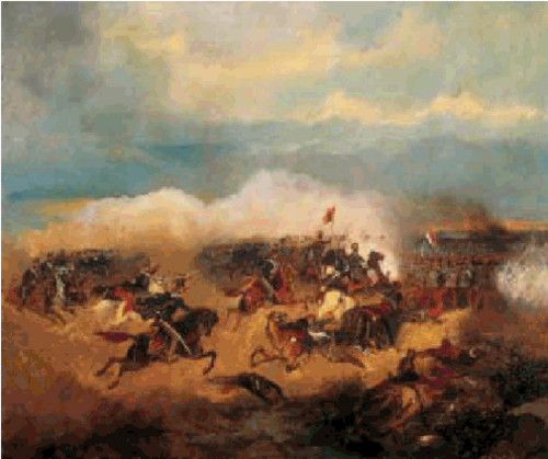 Attacke des Husarenregiments Nr. 12 bei Solferino, 1859., , Josef Anton Strassgschwandtner