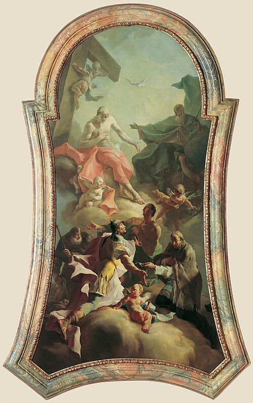 Die Heilige Dreifaltigkeit mit vier Pestheiligen, 1760, Josef Ignaz Mildorfer