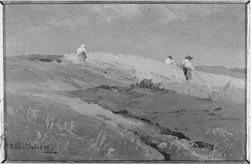 Landschaft mit Bauern im Kornfeld, , Josef Willroider