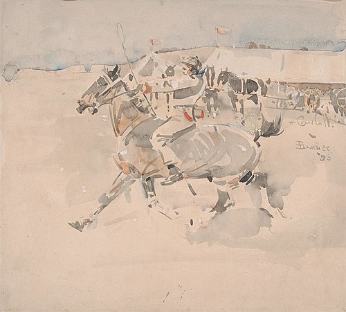 Barnett Fair, putting him through his paces, 1896, Joseph Crawhall III
