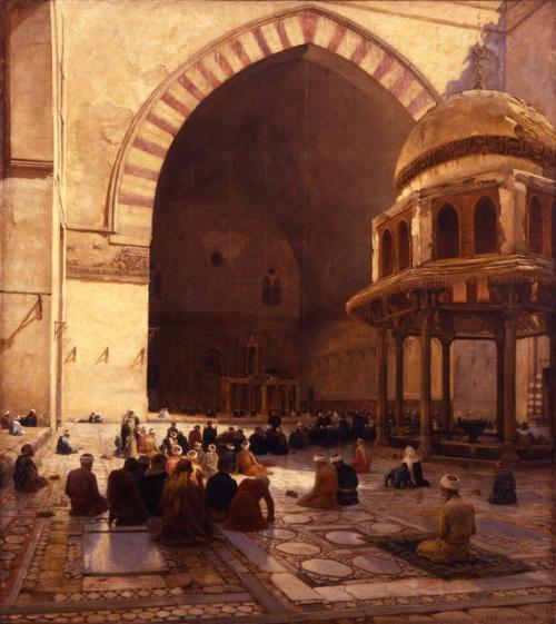 The Hour of Prayer - Interior of the Mosque Sultan Hassan, Cairo, 1888, Joseph Farquharson
