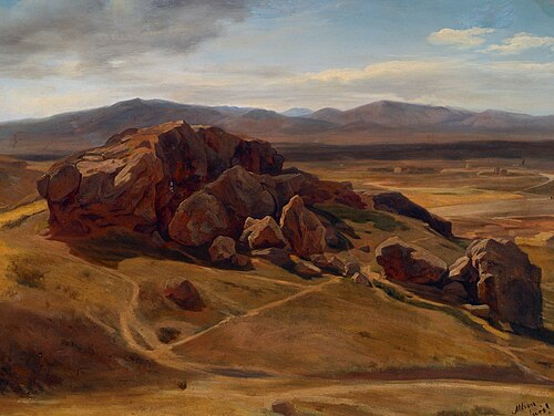 Gebirgslandschaft bei Athen (Der "Areopag"), 1854, Josef Hoffmann