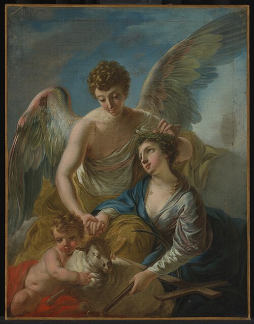 Saint Agnes with an angel, 1750, Joseph Melling