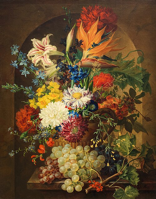 Bouquet of flowers in a niche, 1836, Joseph Nigg