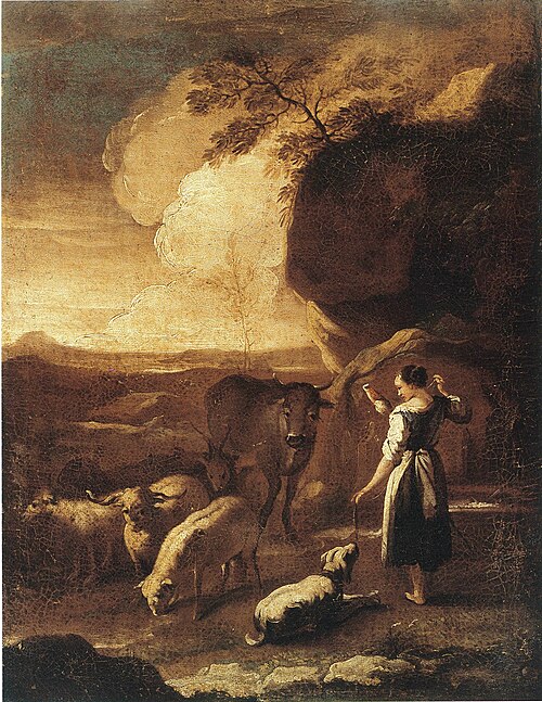 Pastora hilando (Tít. ant.: Pastora bailando), , Joseph Roos