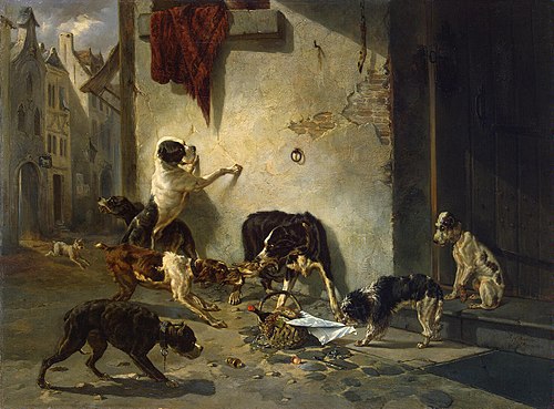 Dog Carrying Dinner to its Master (Fable by La Fontaine), 1846, Joseph Stevens