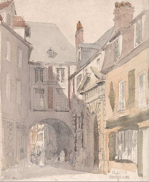 Place St. Barthélemy, Rouen, 1829, David Cox Jr.
