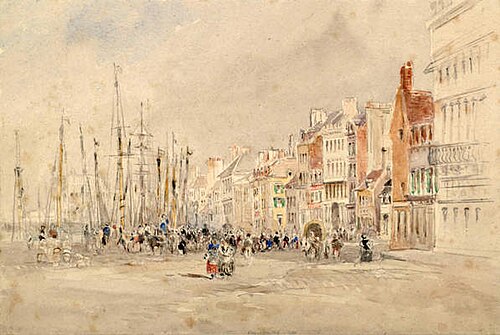 A Quay in Northern France, 1826, David Cox Jr.