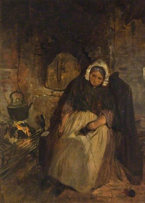 An Old Woman Asleep, 1849, David Cox Jr.