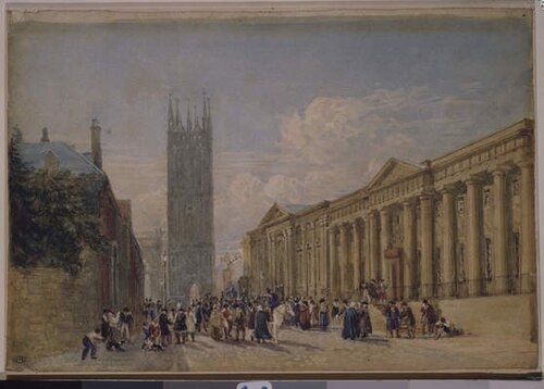 St Mary's Church and County Hall, Warwick, 1826, David Cox Jr.