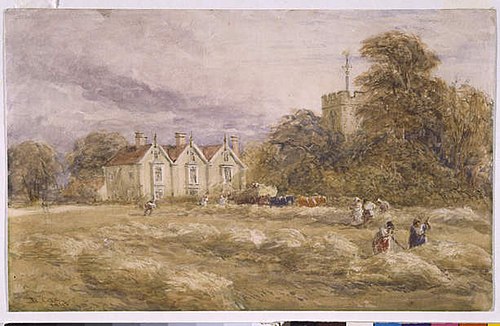 Harborne Vicarage And Church, 1842, David Cox Jr.