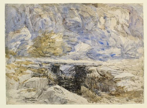 Stone Bridge, Wales, 1850, David Cox Jr.