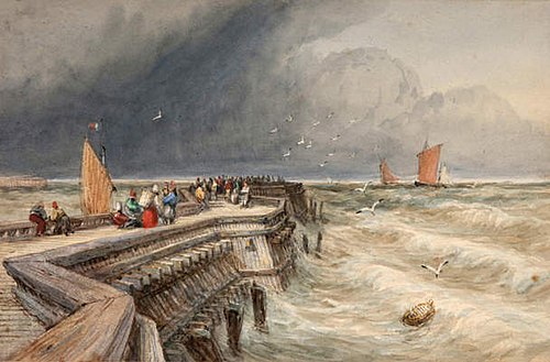 Calais Pier, 1844, David Cox Jr.