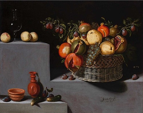 Still life with Basket and Terracotta Jars, 1629, Juan van der Hamen