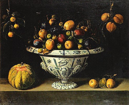 Fruit in a Faience Dish, 1621, Juan van der Hamen