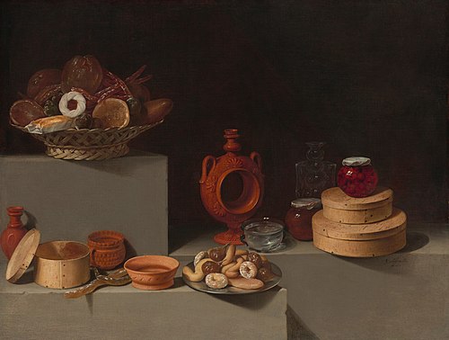 Still Life with Sweets and Pottery, 1627, Juan van der Hamen