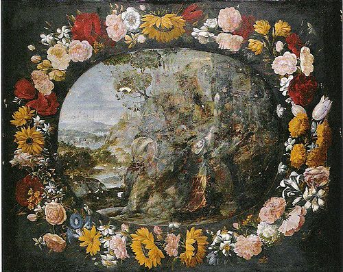 Landscape with a Wreath of Flowers, 1630, Juan van der Hamen