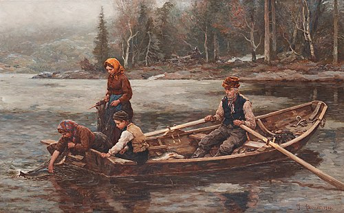 Family fishing, 1910, Jahn Ekenaes