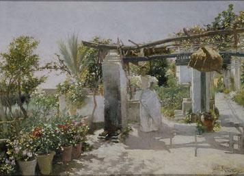 Mujer en la huerta con pozo, 1900, Julio Romero de Torres
