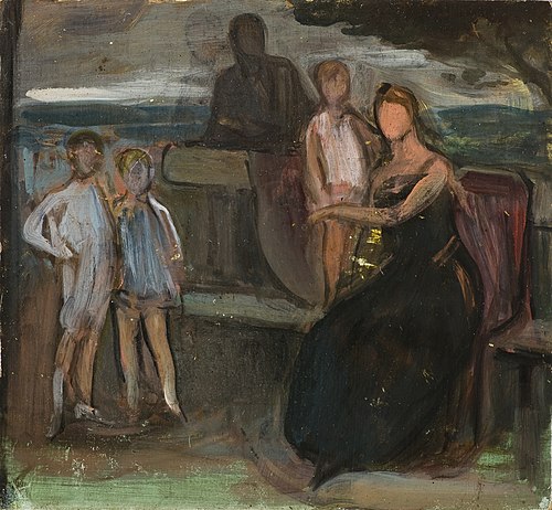 Boceto para Retrato de la familia Basabé, 1919, Julio Romero de Torres