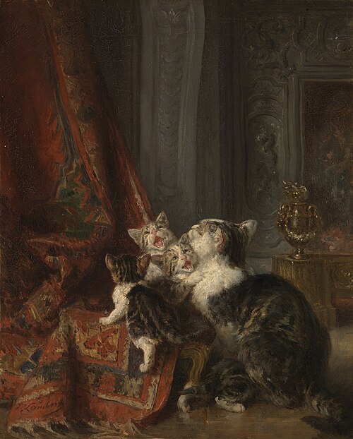 Interior with cats, 1887, Eugène Lambert