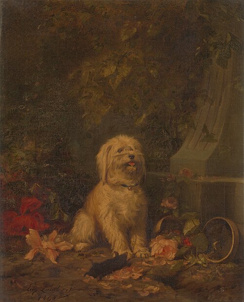 Hondje bij een dode mol, 1860, Eugène Lambert