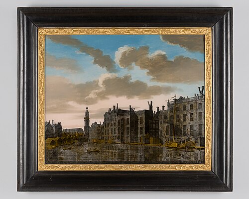 Gezicht op de Binnen-Amstel met Munttoren te Amsterdam, 1774, Jonas Zeuner