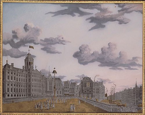 Het dansen om de vrijheidsboom op de Dam, 19 juni 1795, 1795, Jonas Zeuner