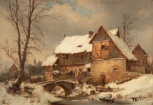 Homestead in the winter, , Carl Julius Leypold