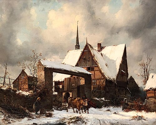 Farmstead in winter, , Carl Julius Leypold