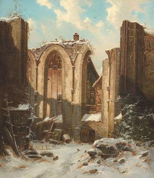 Les Restes d'un monastère en hiver, , Carl Julius Leypold