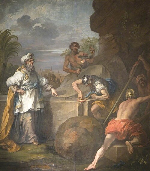 The Altarpiece of St Mary Redcliffe: The Sealing of the Sepulchre (triptych, left panel), 1755, William Hogarth