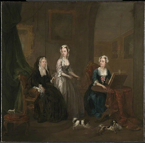 Three Ladies in a Grand Interior (‘The Broken Fan’), possibly Catherine Darnley, Duchess of Buckingh, 1736, William Hogarth