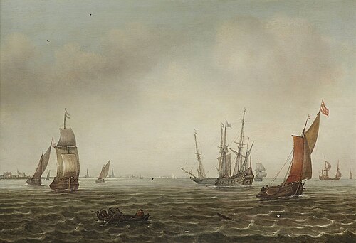 Sailing boats in a breeze, , Justus de Verwer