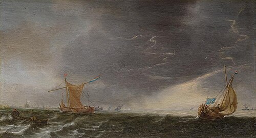 Segelschiffe auf rauer See, , Justus de Verwer