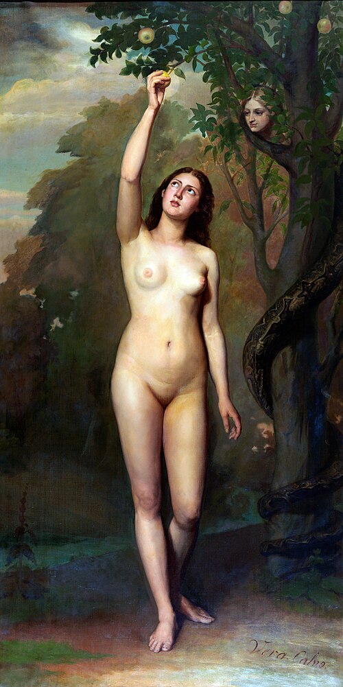 Eva cogiendo la manzana, 1871, Juan Antonio Vera Calvo