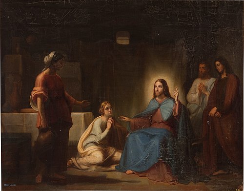 Jesús en casa de Marta y María, 1858, Juan Antonio Vera Calvo