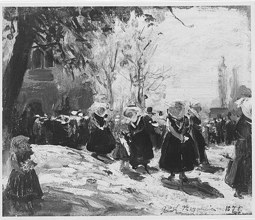 Kirchgang im Spreewald, 1875, Paul Friedrich Meyerheim