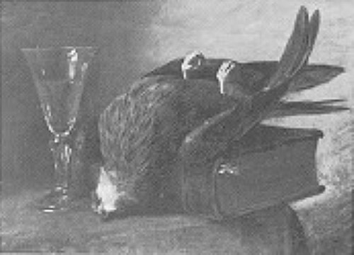 Erlegter Raubvogel auf einem Folianten, 1861, Paul Friedrich Meyerheim